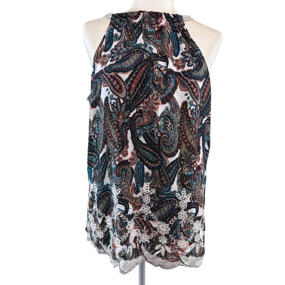 Vanity Halter top Size Large Women's top embroidery gray print - Picture 1 of 8